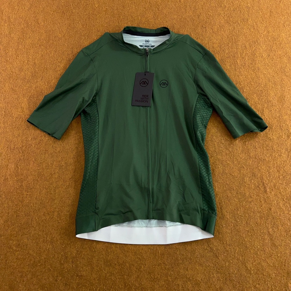 Monton Mens Medium Green Short Sleeve Full Zip Cycling Jersey New